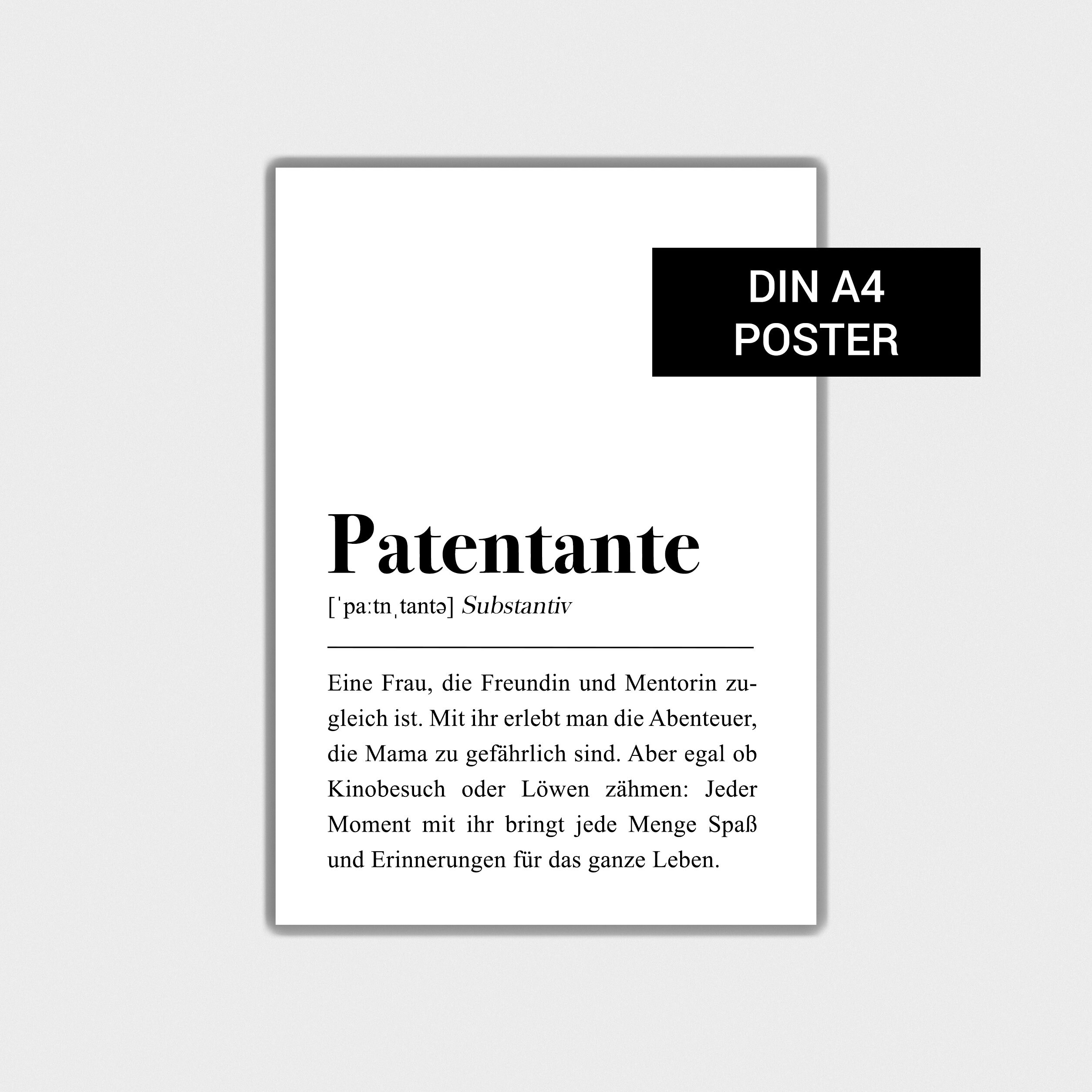 Patentante Definition DIN A4 Poster Patentante werden Etsy