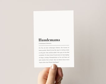 Postkarte "Hundemama" Definition: Geschenk für Frauchen | Geschenkidee Hund | neuer Welpe | Hundebesitzerin