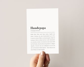 Postkarte "Hundepapa" Definition: Geschenk für Hundebesitzer | Geschenkidee Hund | neuer Welpe