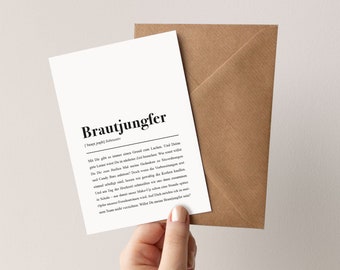 Brautjungfer Definition: Karte mit Umschlag