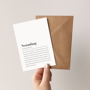 Neuanfang Karte mit Umschlag: Neuanfang Definition | Karte zum Jobwechsel oder Umzug