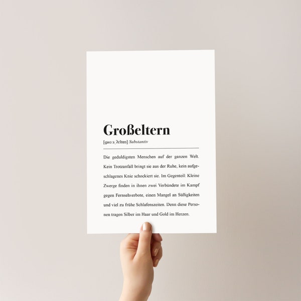 Großeltern DIN A4 Poster - Definitions Plakat als Geschenk für Oma & Opa