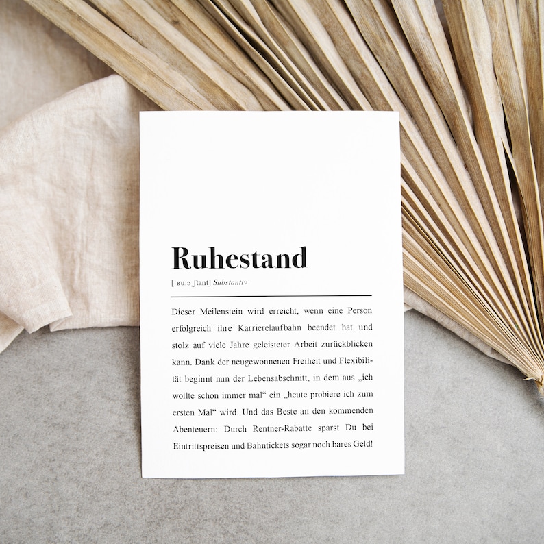 Ruhestand Definition: Karte mit Umschlag | Etsy Österreich