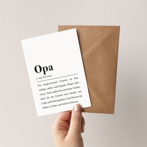 Opa Definition: Klappkarte mit Umschlag