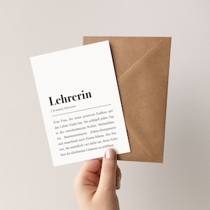 Lehrerin Definition:  Klappkarte mit Umschlag