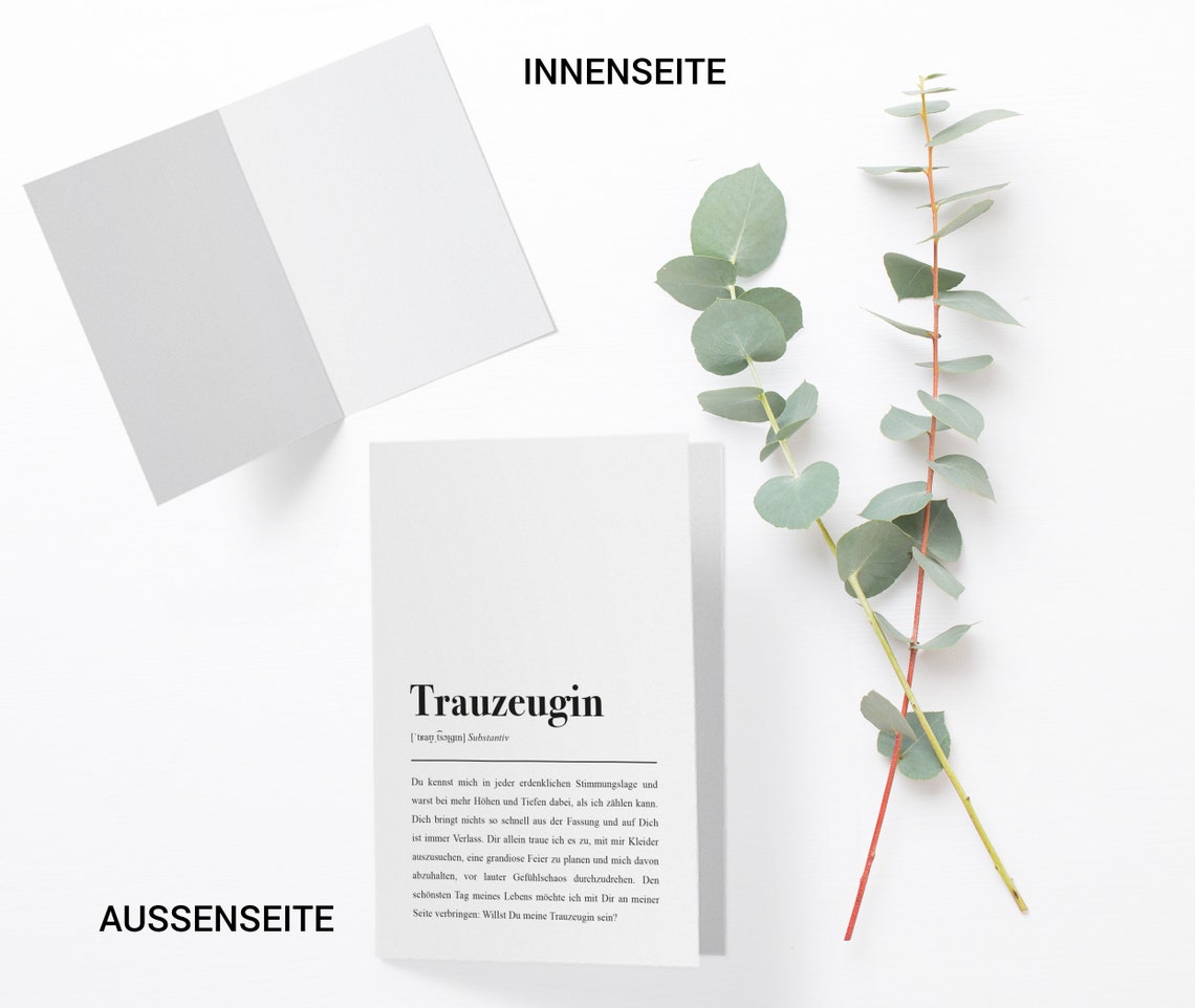 Trauzeugin Definition: Karte Mit Umschlag - Etsy UK