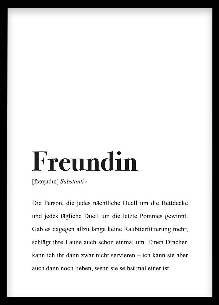 Freundin Definition DIN A4 Poster Geschenk zum Jahrestag Etsy