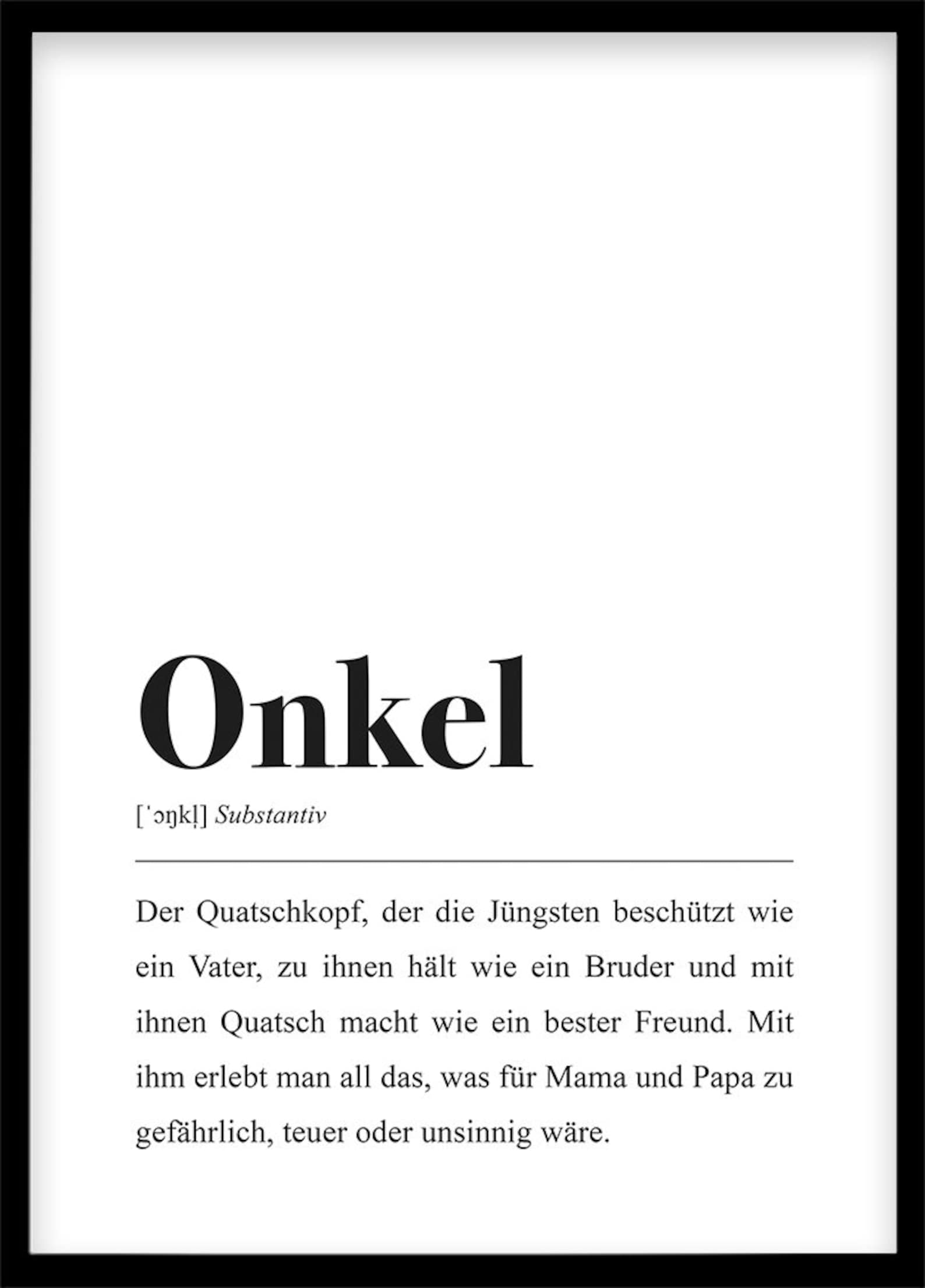 Onkel Definition DIN A4 Poster Onkel Geschenk bester Onkel Etsy