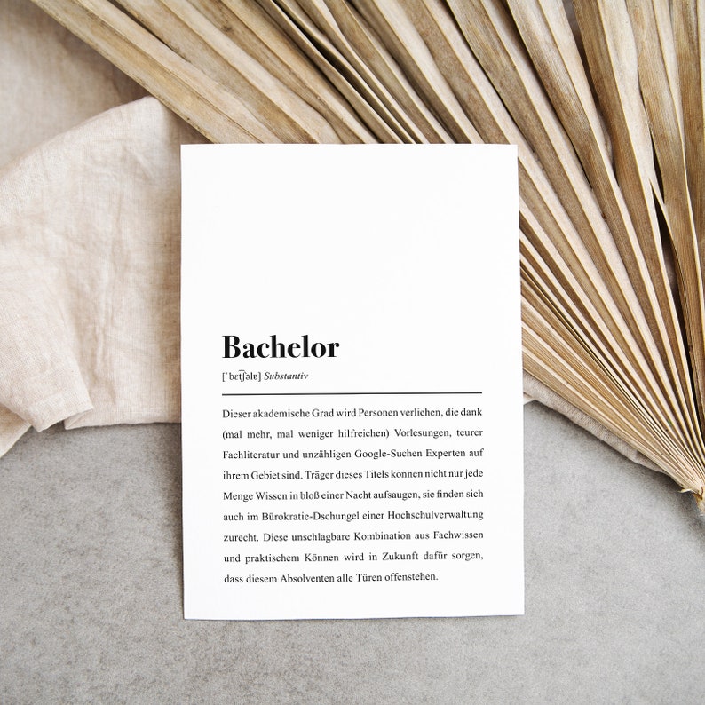 Bachelor Definition: Karte mit Umschlag - Etsy.de