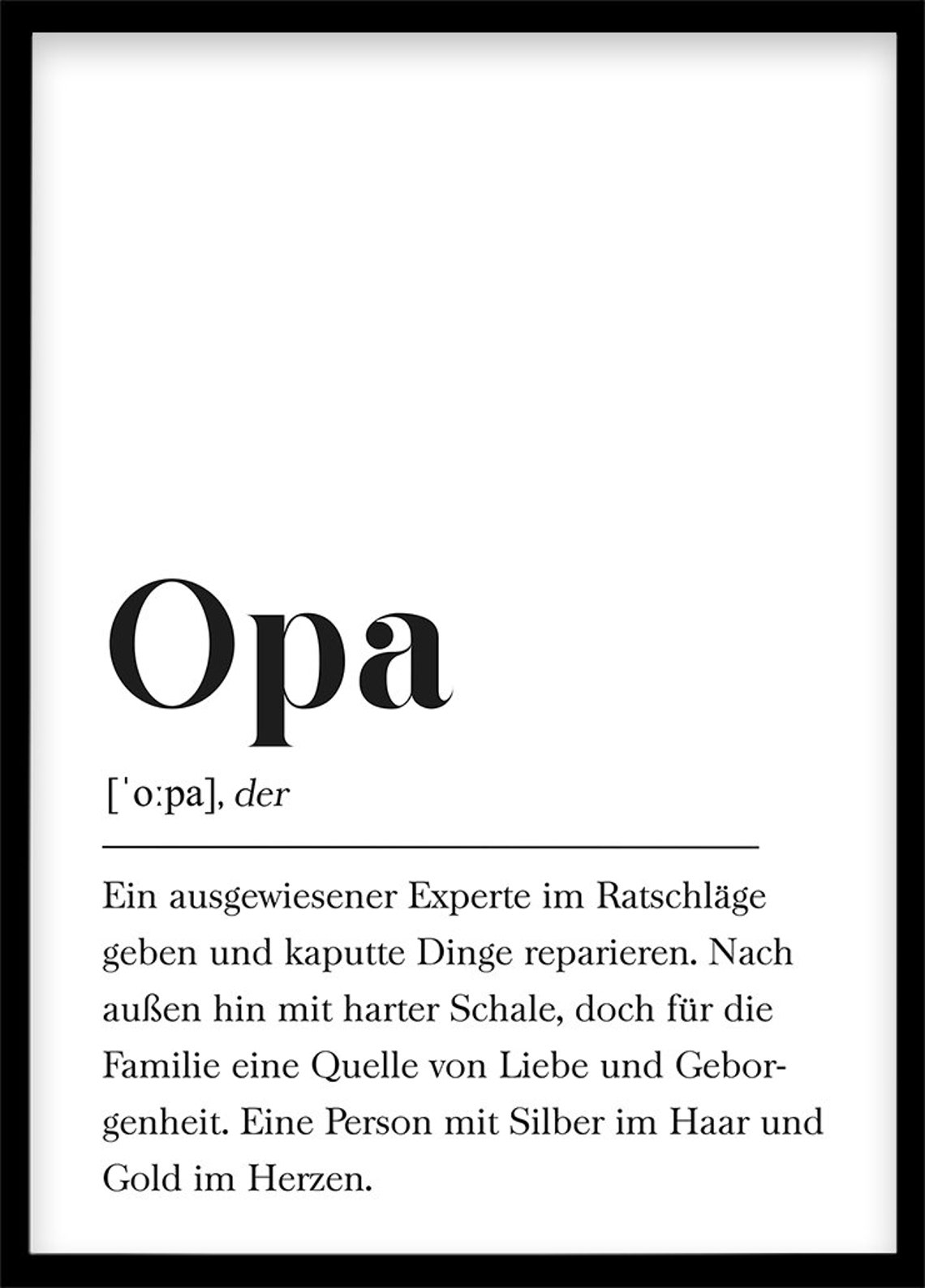 Opa Definition DIN A4 Geschenk für Großvater Geburtstag Opa Etsy