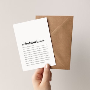 Schulabschluss Karte mit Umschlag - Definition zum Abitur / Realschulabschluss / mittlere Reife