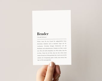 Postkarte für Brüder: Bruder Definition als lustiger Spruch (Version 2)