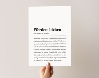 Pferdemädchen Definition: DIN A4 Poster - Pferde Geschenk für Frauen