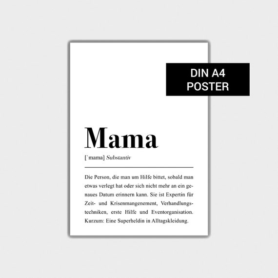 Mama Definition Poster Mama Geschenk Geburtstag Mama Etsy