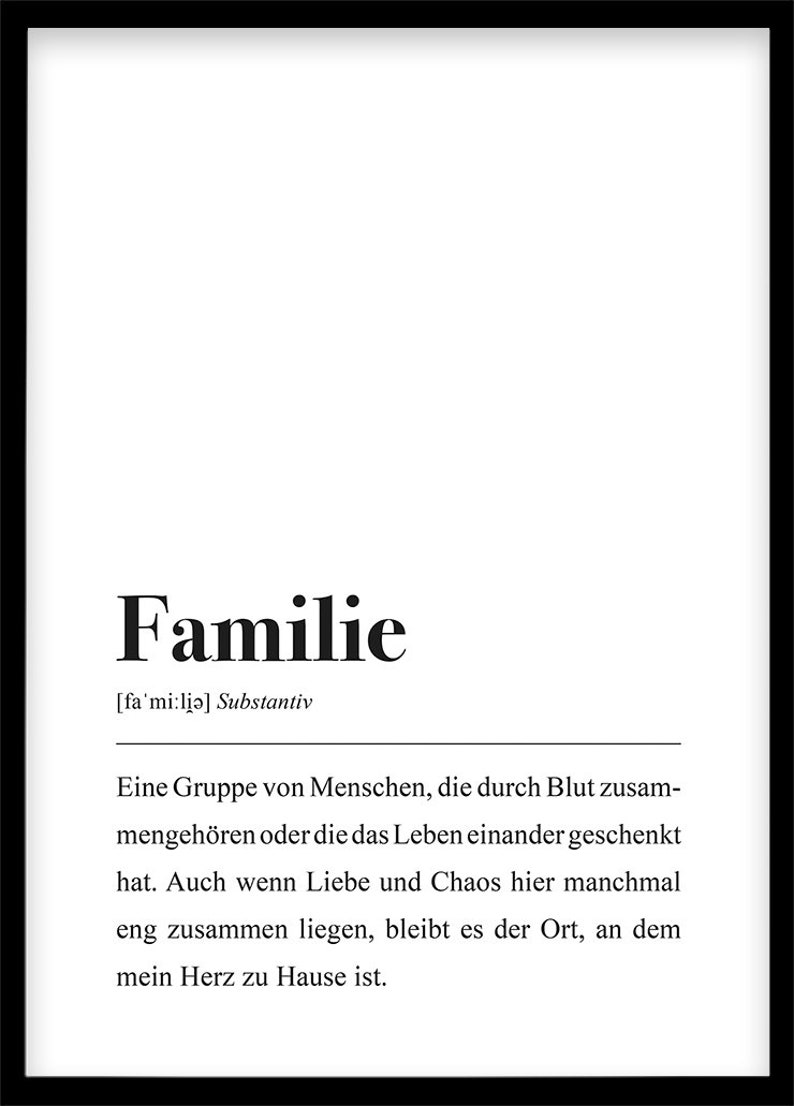 Familie Definition DIN A4 Poster Geschenk für Papa und Mama Etsy