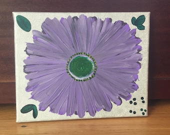 Purple flower canvas painting 8x10