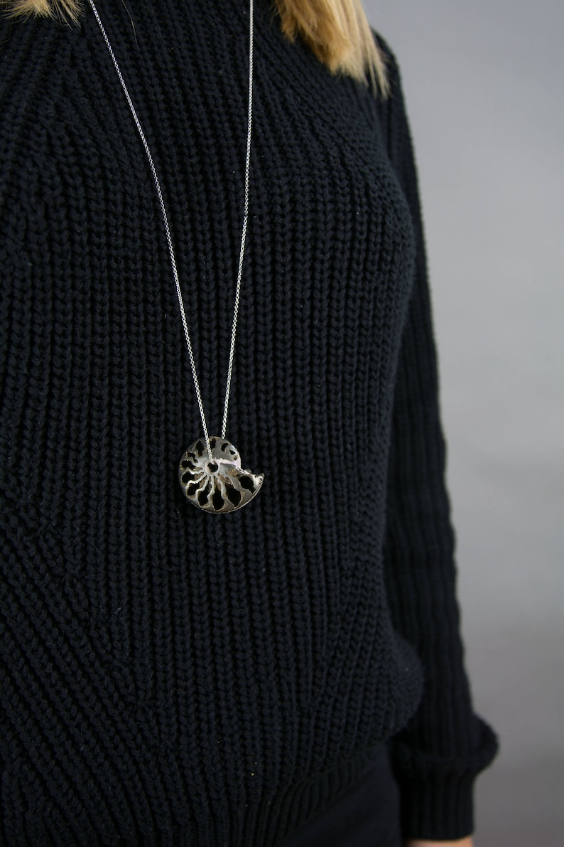 Natural Pyrite Ammonite Fossil Shell Pendant
