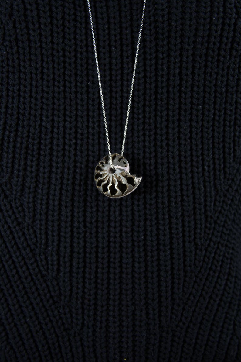 Natural Pyrite Ammonite Fossil Shell Pendant