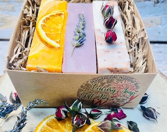 Handmade Decorative Soap Gift Box – Botanical Natural Soap Bars, Eco Friendly Plastic Free Skincare, Vegan Soap Gift for Her