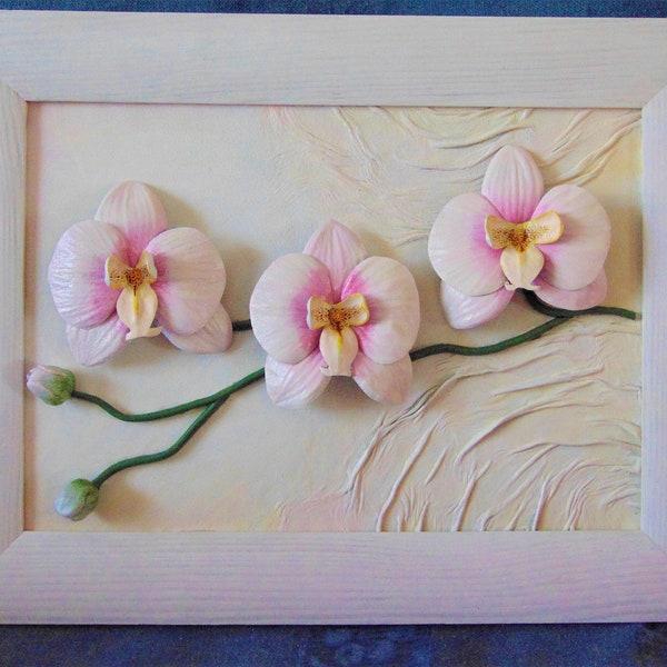 Rose orchidées Floral peinture fleur cuir mur 3d fleurs décor cuir art Home Decor 3e anniversaire cadeau fleur cadeau couple Tropical