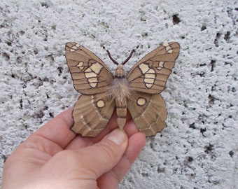 Brooch butterfly Leather Butterfly Beige butterfly Leather anniversary Brooch boho Brown moth Butterfly for dress Butterfly Accessories