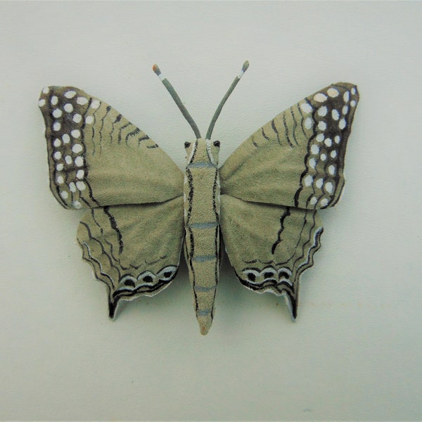 Brooch Grey butterfly Leather anniversary Brooch boho butterfly White polka dot brooch Brown moth Butterfly for dress Butterfly Accessories