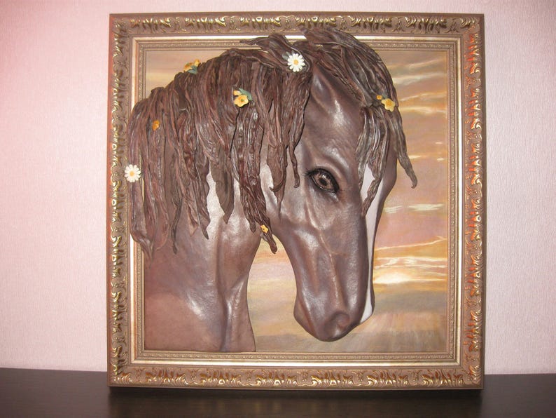Leather Wall Art Нorse Paintings Horse Sculpture Dekor Portrait Picture Equestrian Gift For Cowboy Pet Portraits