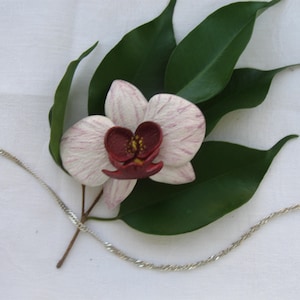Brooch leather white orchid Flower Leather Brooch Valentines Gift White flower Brooch gift Leather goods Orchid gift your Loved gift girl