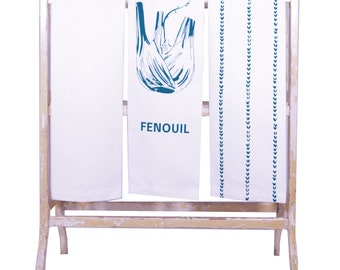 French themed tea towel set with fennel screen print on panama cotton, designed by Curious Lions and made in the UK. Lovely thick cotton.