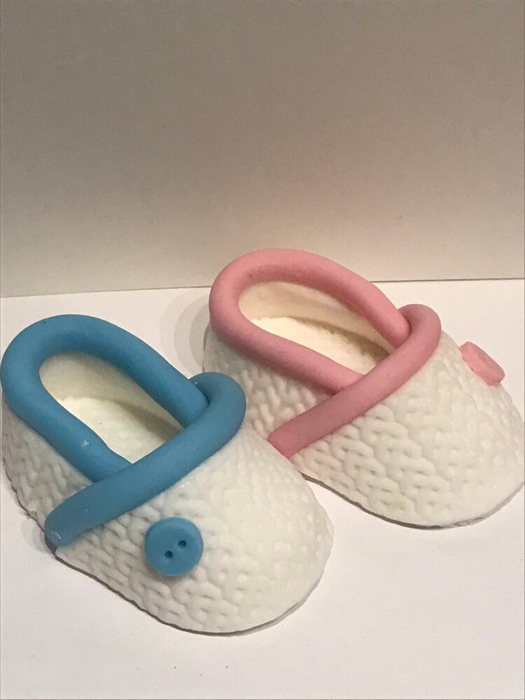 Edible Baby Shoes Gender Reveal Christening Baby Shower Etsy UK