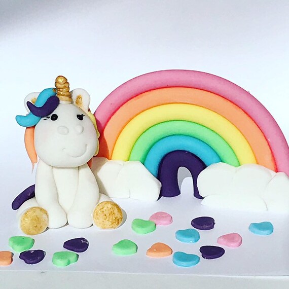 Unicorn & Rainbow Edible Birthday Cake Decoration Cake Etsy UK