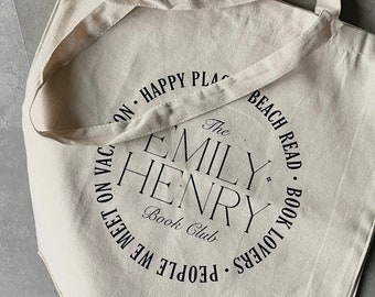 Emily Henry Inspired Bookish Tote Bag / Book Lovers / People We Meet On Vacation / Beach Read / Happy Place / Book Club