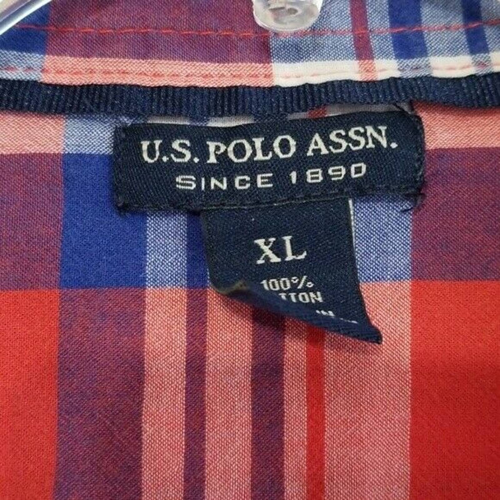 Custom Bleached U.S. Polo Red Blue Plaid Shirt XL | Etsy