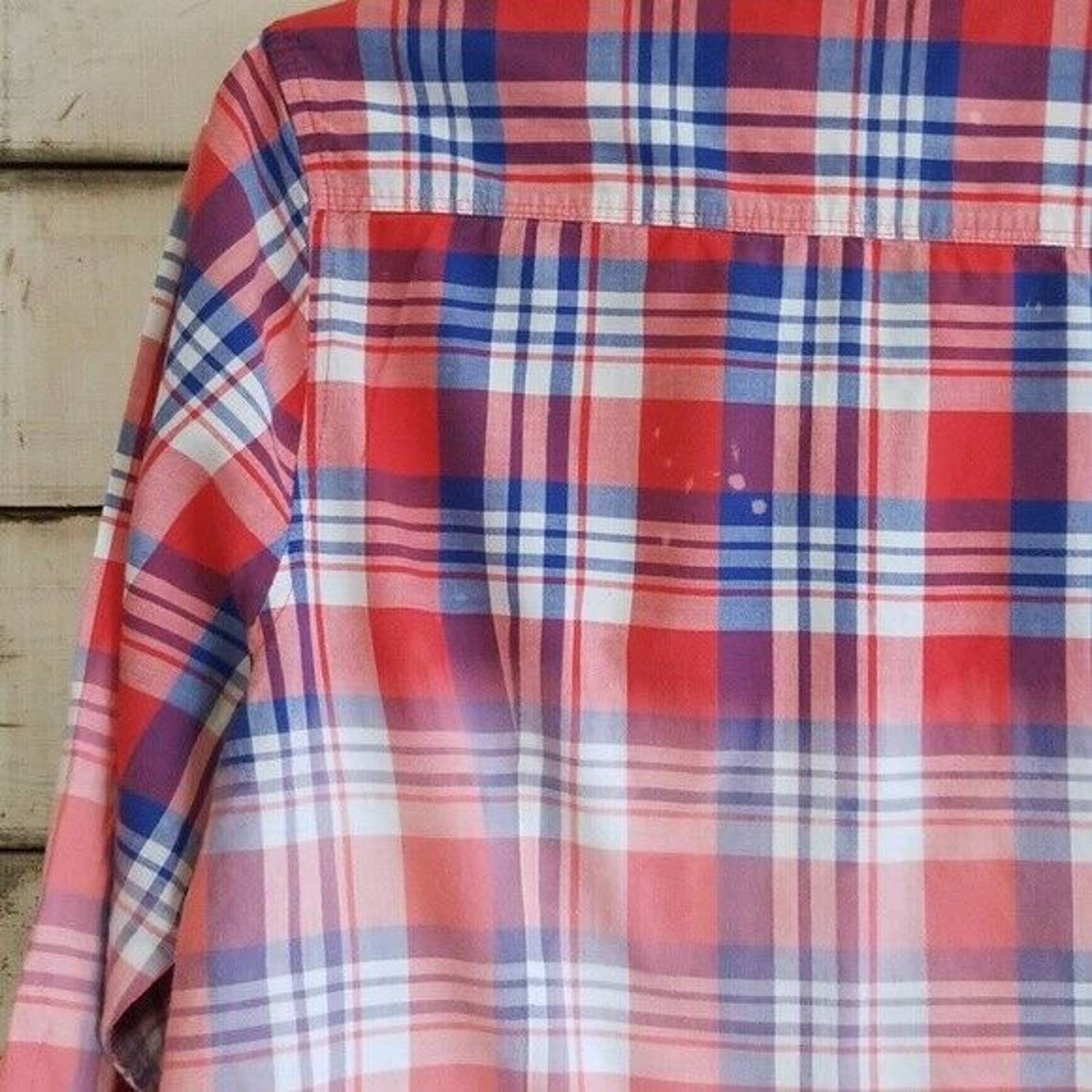 Custom Bleached U.S. Polo Red Blue Plaid Shirt XL | Etsy