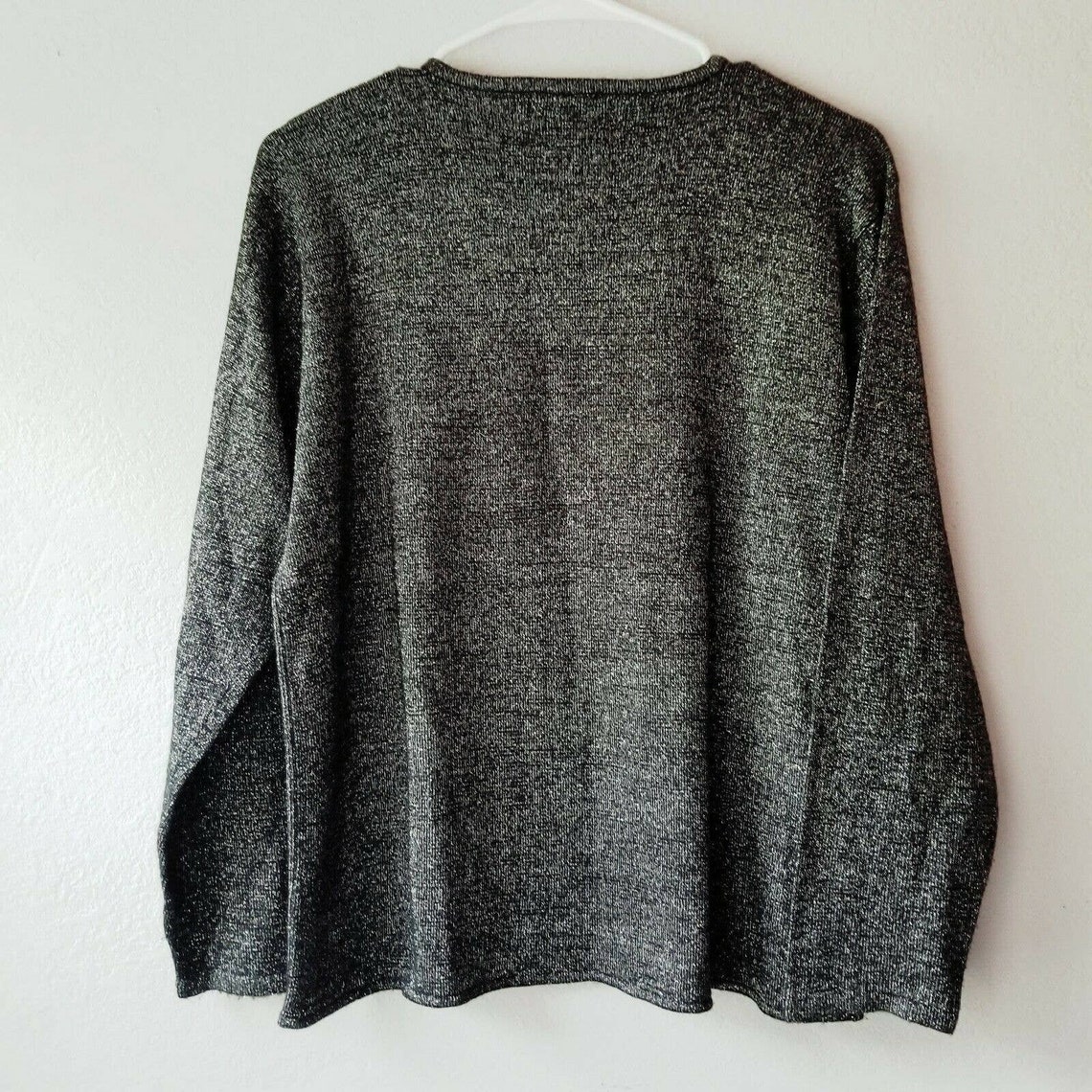 Retro Jenny Womens sweater Black w/Silver Metallic V-Neck Sz | Etsy