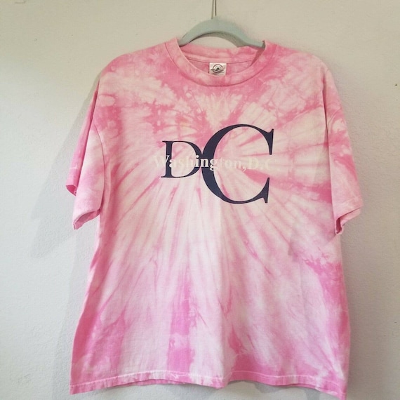 Y2K Washington DC Tie Dye T Shirt Sz XL Faded Crac