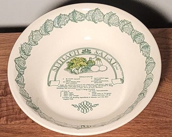 Vintage 1983 Royal China Large Salad Recipe Bowl, Garden Classics Ceramic 12" Serving Bowl, Collectable Recipe Bowl, Farmhouse Cottage, USA