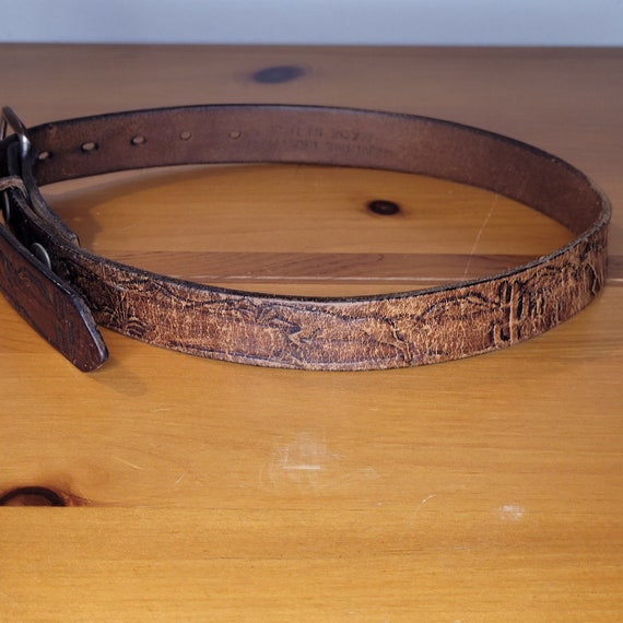 Vintage Embossed Leather Belt Unique Western Wear… - image 3