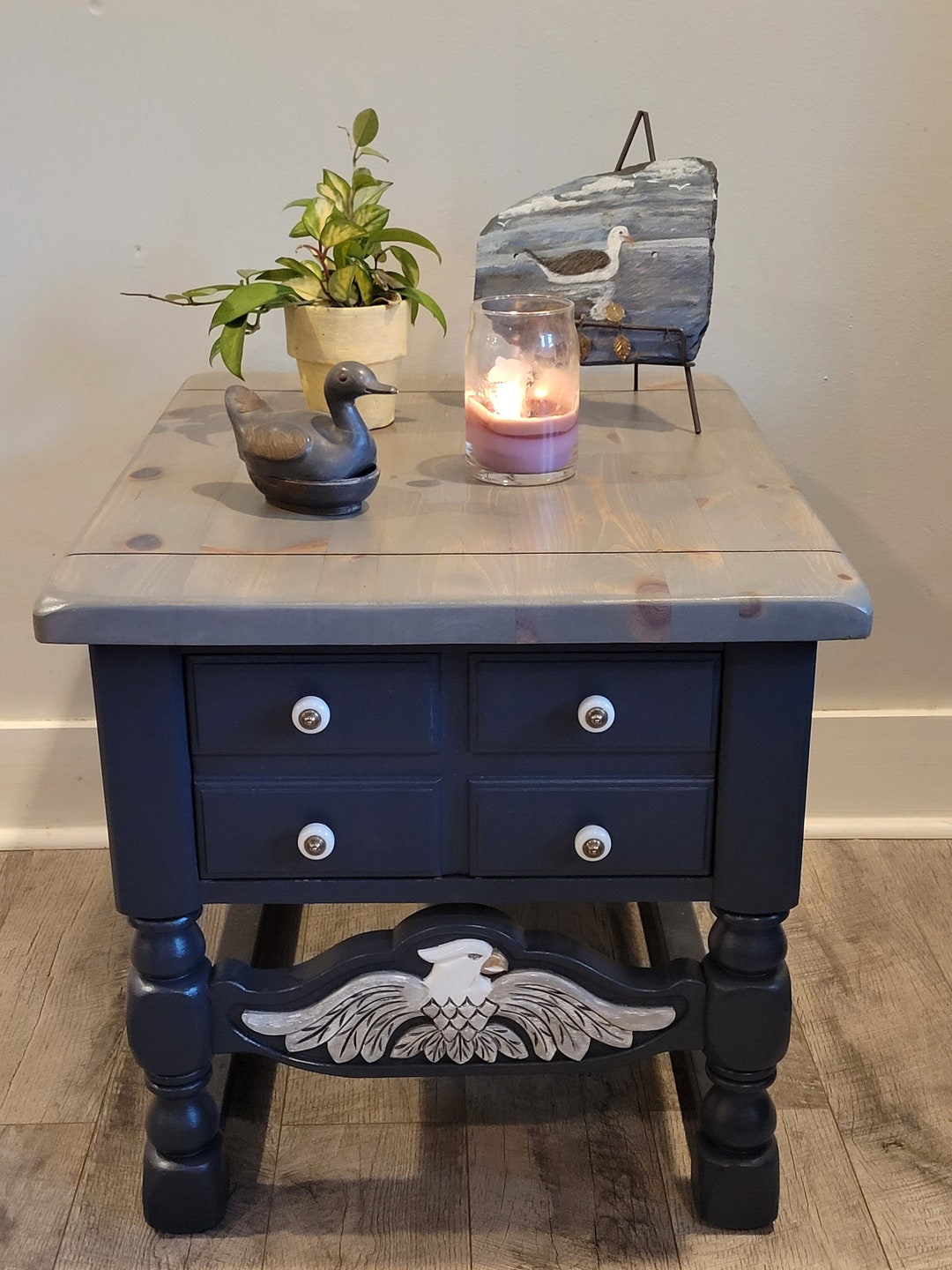 Rare Vintage Refurbished Ethan Allen End Table. Carbon Etsy