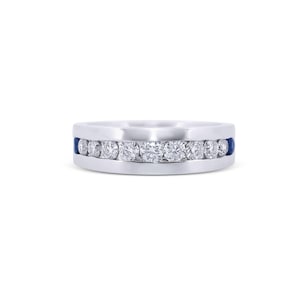 Classic Band With  Moissanite & Blue Sapphire