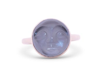 Anillo de oro de 14 quilates con cara de piedra lunar
