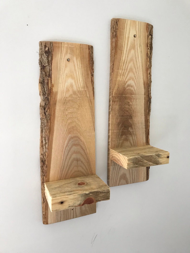 Paire De Bougeoirs De Mur Rustique Bougeoir Bois De Palette Etsy