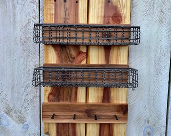 Wooden Key Rack-Basket Organizer, Wooden Basket Organizer-Key Rack, Pallet Basket Organizer-Key Rack, Key Hanger