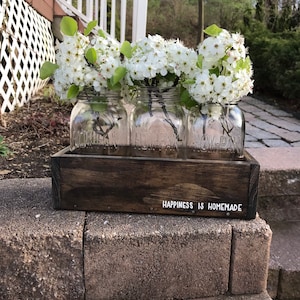 Mason Jar Centerpiece, Wood Planter Box, Farmhouse Table Decor, Rustic Decor, Personalized Farmhouse Decor, Mason Jar Decor
