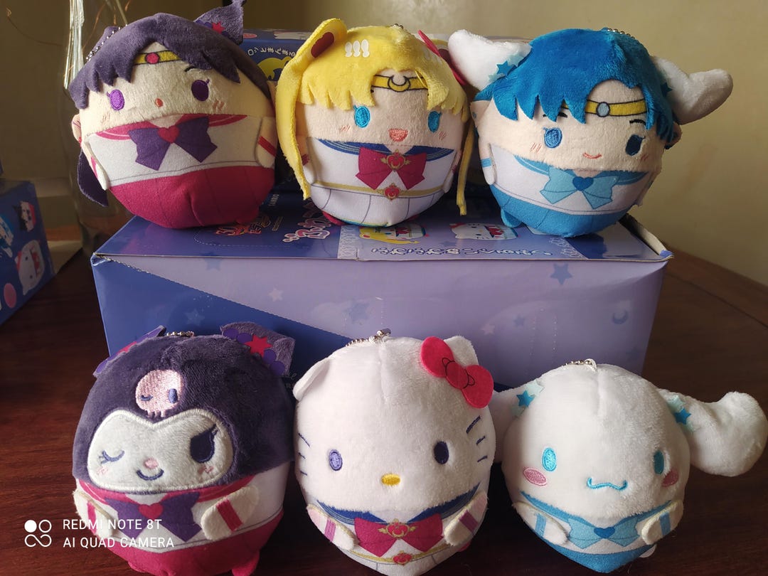 Sailor Moon Fuwakororin X Sanrio Kawaii Plush Keychain Cosplay Mercury ...