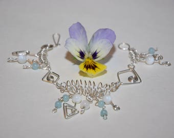 Bracelet silverplated with pearls and amazonite