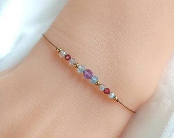 Crystal Bracelet for Zodiac Aquarius | Adjustable Silk Cord Bracelet | Astrology Gifts | Aquarius Jewelry