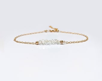 Roh Herkimer Diamant Armband | Zartes 14 Karat Gold gefüllt | Widder Sternzeichen Armband | April Geburtsstein Schmuck