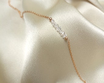Herkimer Diamond Bracelet • Crystal Bracelets for Women •  Raw Herkimer Jewelry • Birthday Gifts for Her •  April Birthstone
