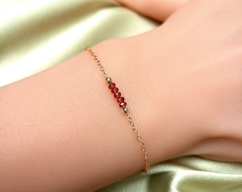 Spessartine Garnet Bracelet, crystal of attraction courage creativity personal power, dainty sstring bracelet
